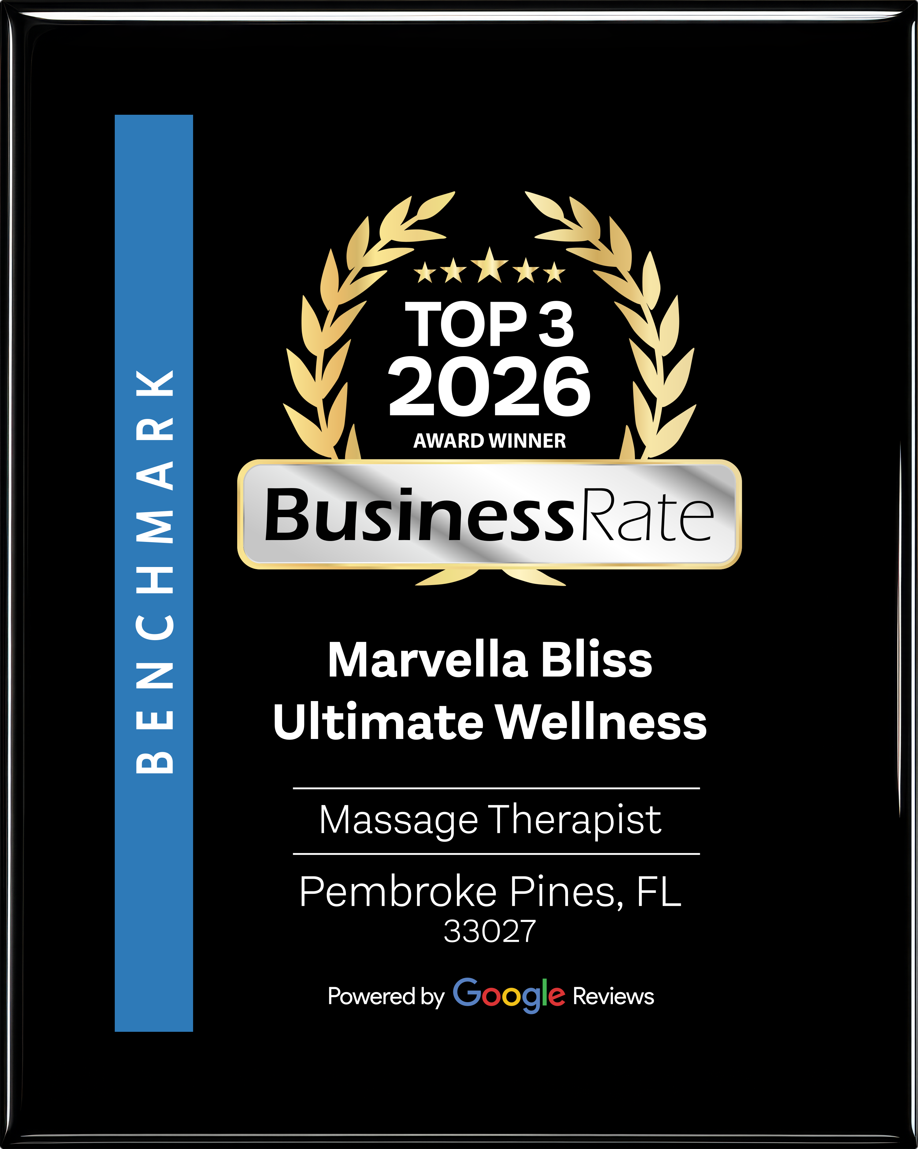 BusinessRate Top 3 Award 2026 — Marvella Bliss